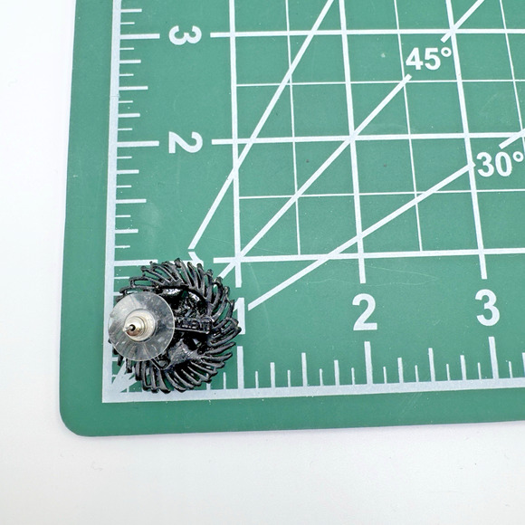 Vintage Red Rhinestone Earrings Japanned Black Pierced Heavy High Quality - Picture 5 of 5